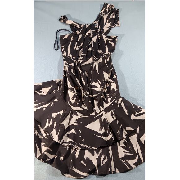 Diane von Furstenberg Silk Blend Dress Size 2 Brown Beige Abstract Print - Picture 2 of 6